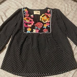 Savanna Jane Blk/Wht Polka Dot Blouse